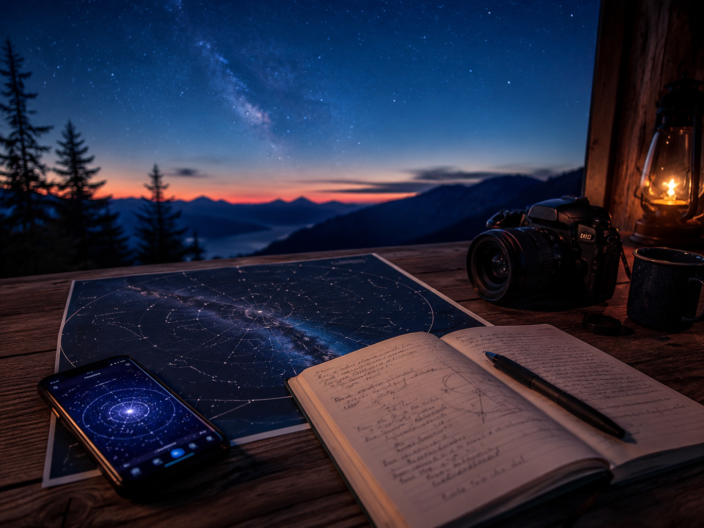 Beginner planning an astrophotography session at home with a star map